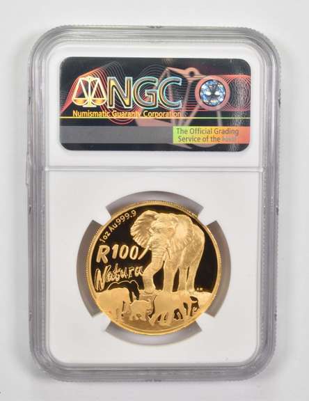 PF70 UCAM 2008 South Africa Gold 100 Rand 1 Oz Gold - Elephant - NGC