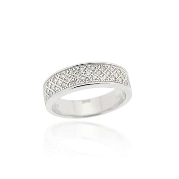 Sterling Silver CZ Micro Pave Band Ring