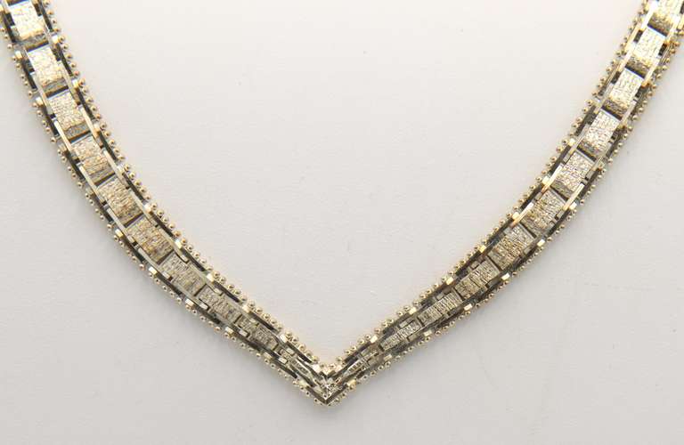 Vintage 925 Sterling Silver V Shape Chevron Necklace