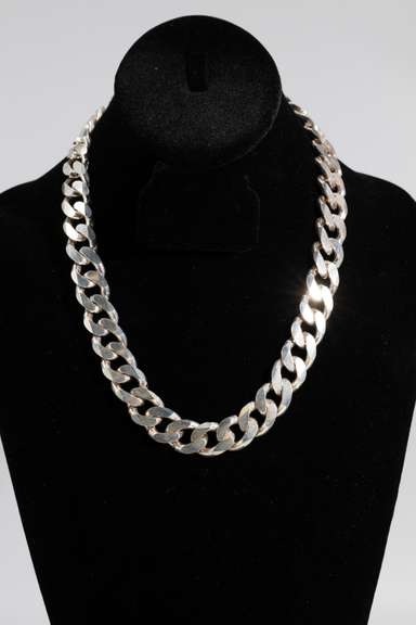 Italian .925 Sterling Silver 15.2mm Diamond Cut Curb Link Chain 20 Inches