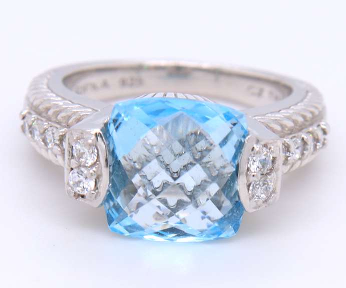 Judith Ripka Sterling Silver Dazzling Blue Topaz Ring