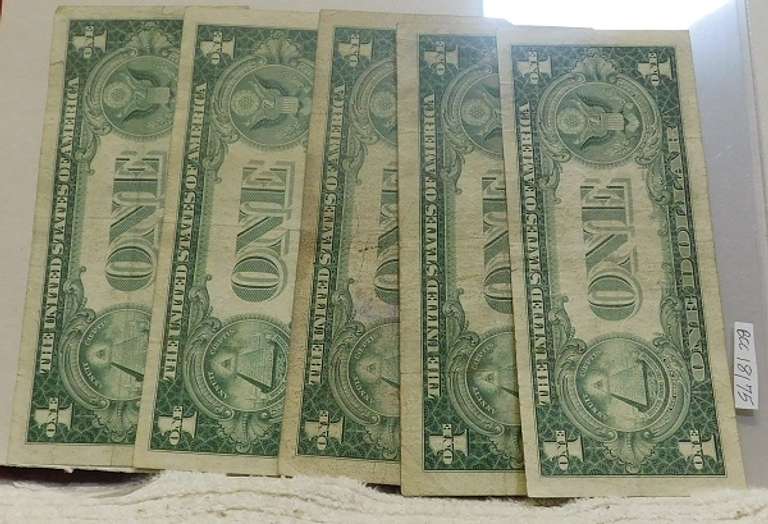 5 ea 1935-G  $1. Silver Certs