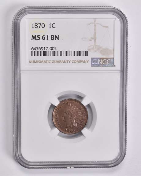 MS61 BN 1870 Indian Head Cent NGC