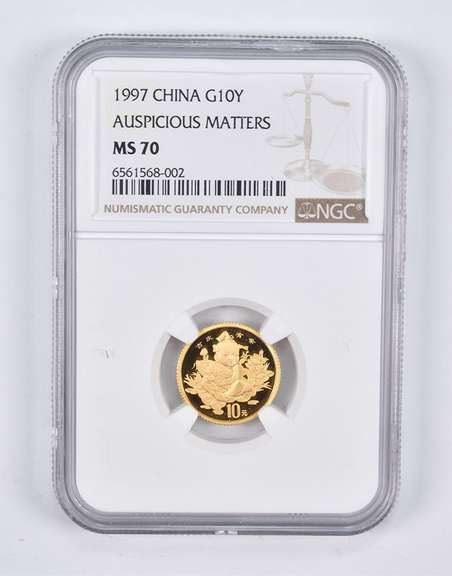 MS70 1997 China 10 Yuan Gold Coin Auspicious Matters NGC