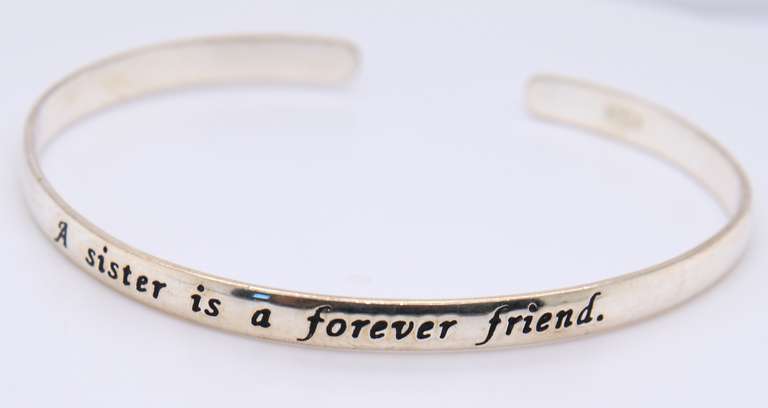 Vintage 925 Sterling Silver Bangle Bracelet Engraved Sister is a Forever Friend
