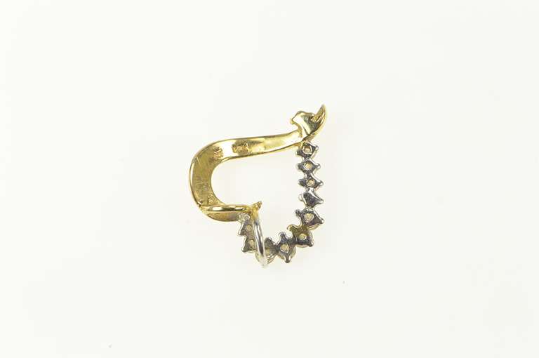 14K Yellow Gold Curvy Diamond Heart Love Classic Symbol Charm/Pendant
