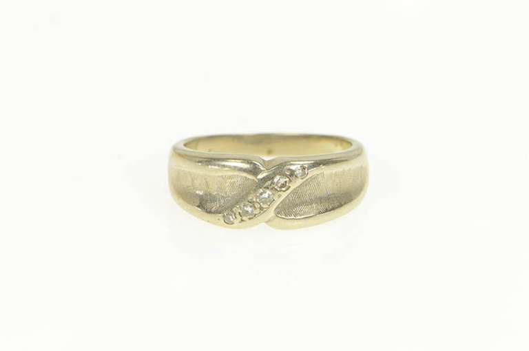 14K White Gold Vintage Diamond X Cross Over Men's Ring