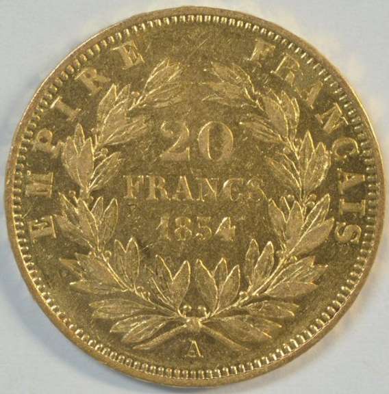 Much Scarcer 1854-A Napoleonic France 20 Francs Gold. Nice