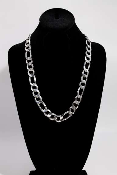 Italian Sterling Silver 14mm Figaro Chain 24 Inch