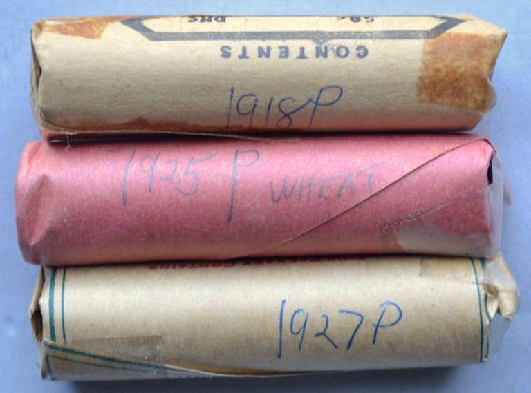 3 Circulated Lincoln Rolls 1918 1926 & 1927