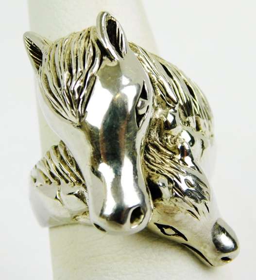 Big Chunky Sterling Mare & Foul Ring, Size 8