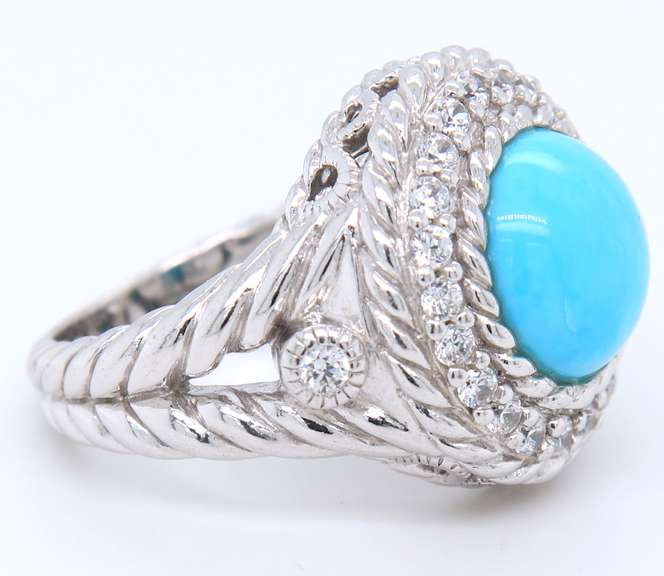Judith Ripka Sterling Silver Dazzling Turquoise Ring