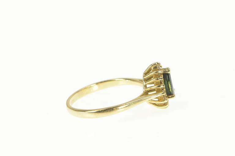 14K Yellow Gold 0.41 Ctw Pear Natural Sapphire Diamond Halo Ring
