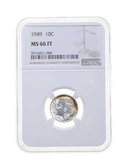 MS66 FT 1949 Roosevelt Dime - Graded NGC
