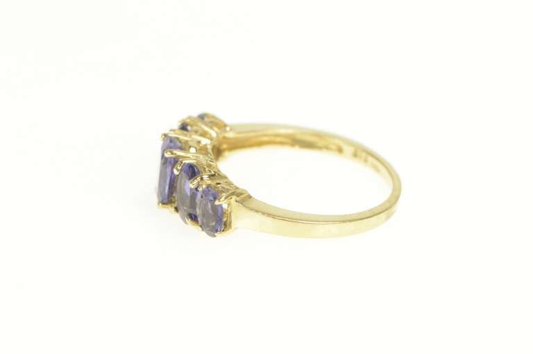 10K Yellow Gold Five Stone Tanzanite Graduated Statement Ring
