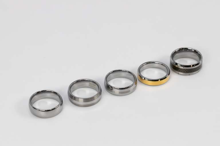 Lot of 5 Size 11.5 Tungsten Carbide Rings in Various Styles
