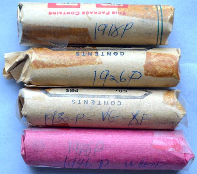 4 Circulated Lincoln Rolls 1917 1926 1930 &1951