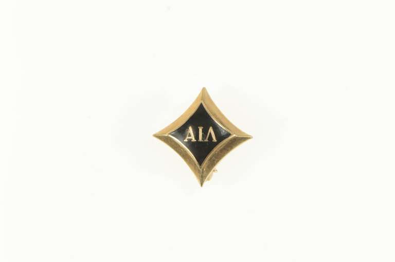 10K Yellow Gold Alpha Iota Lambda Enamel Squared Lapel Pin/Brooch