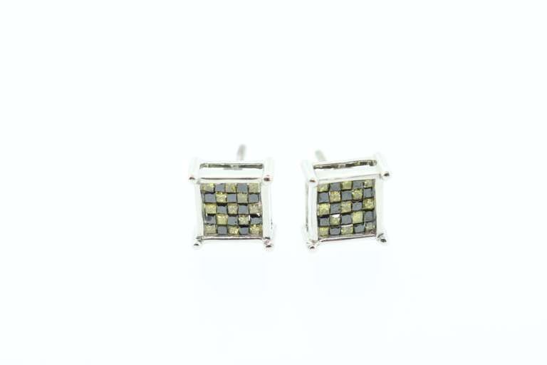 14K WHITE GOLD COLORED DIAMOND EARRINGS/STUDS