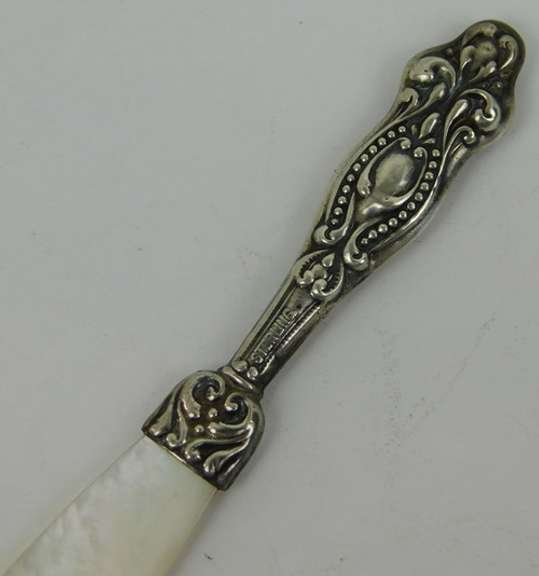 Antique Miniature Sterling & Mother of Pearl Letter Opener