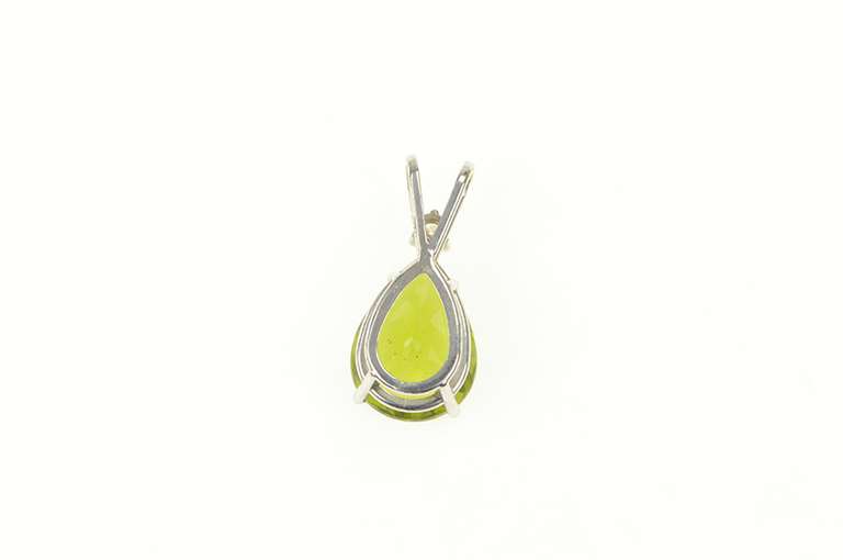 14K White Gold Pear Cut Peridot Diamond Accent Statement Pendant