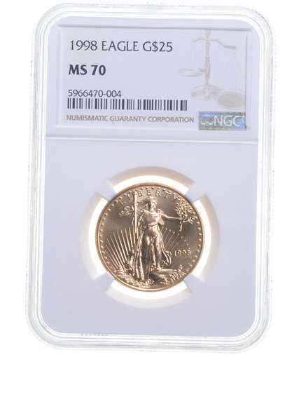 MS70 1998 $25 1/2 Oz. Gold American Eagle - Graded NGC