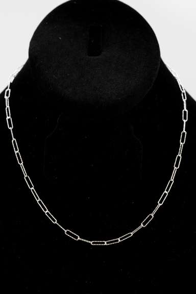 .925 Sterling Silver 3mm Diamond Cut Paperclip Chain 16 Inches