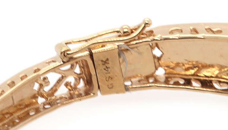 Vintage Round Opal Heirloom Bangle Bracelet in 14K