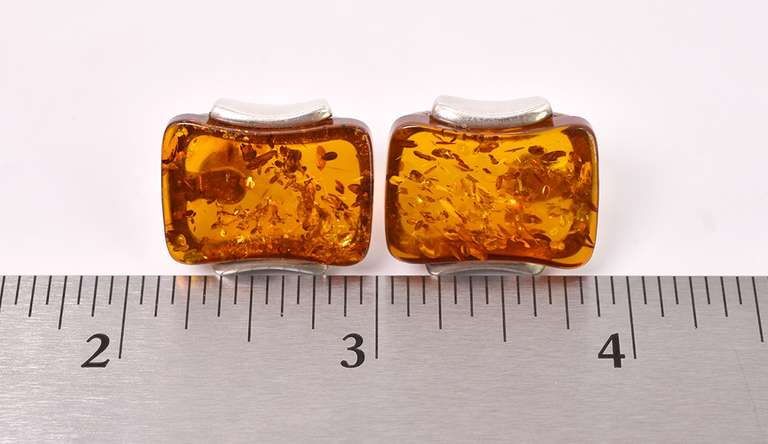 Large Amber Sterling Silver Earrings