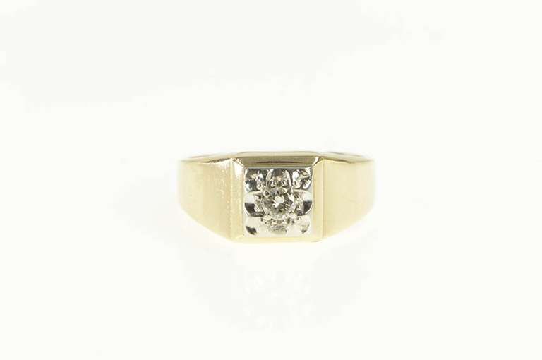 10K Yellow Gold 0.20 Ctw Diamond Squared Men's Wedding Ring
