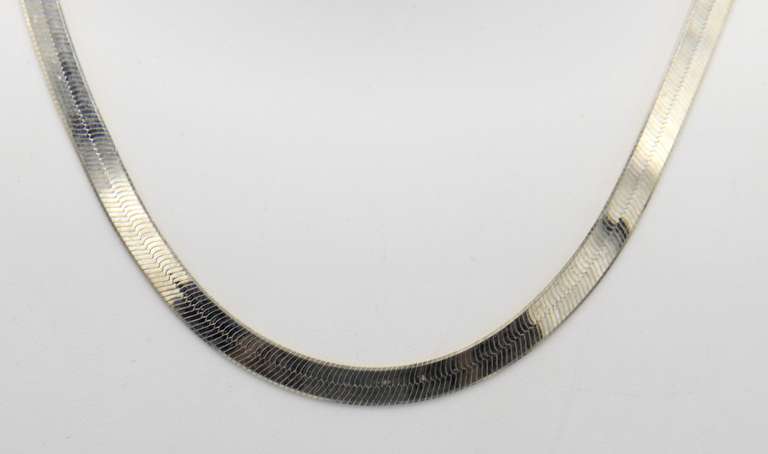 Italian 925 Sterling Silver Herringbone Necklace