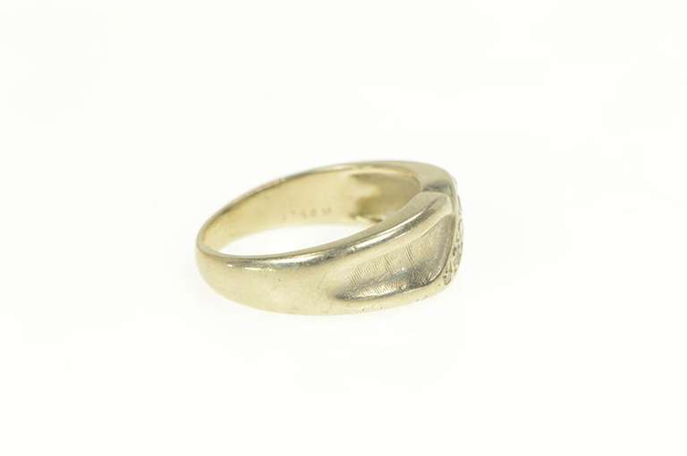 14K White Gold Vintage Diamond X Cross Over Men's Ring