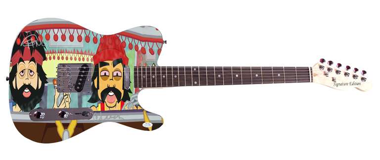 Cheech And Chong Autographed Weed 420 Pot Graphics Photo Poster Signed Guitar ACOA