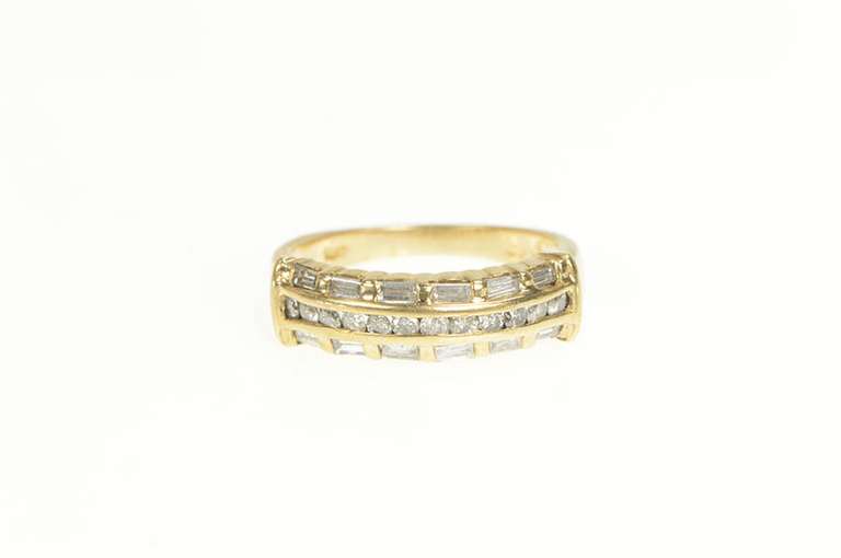 14K Yellow Gold 0.75 Ctw Baguette Diamond Wedding Band Ring
