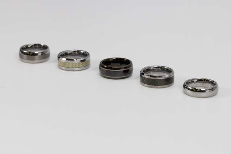 Lot of 5 Size 5.5 Tungsten Carbide Rings in Various Styles