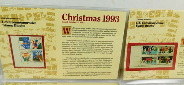 6 U.S. Commemorative Christmas Stamp Blocks