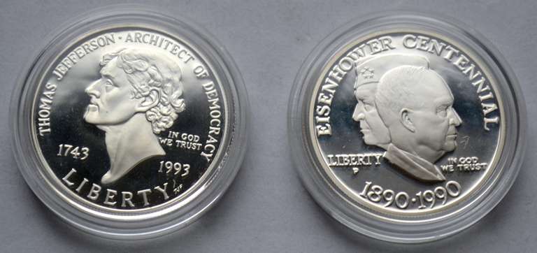 Two Modern Commemerotive Proof Silver Dollars
