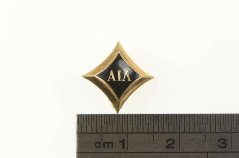 10K Yellow Gold Alpha Iota Lambda Enamel Squared Lapel Pin/Brooch