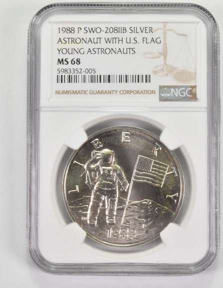 MS68 1988-P Young Astronauts Silver Medal - SWO-208IIB - Graded NGC