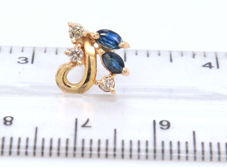 Fabulous 18kt Yellow Gold Marquise Shaped Blue Sapphire and Diamond Earrings