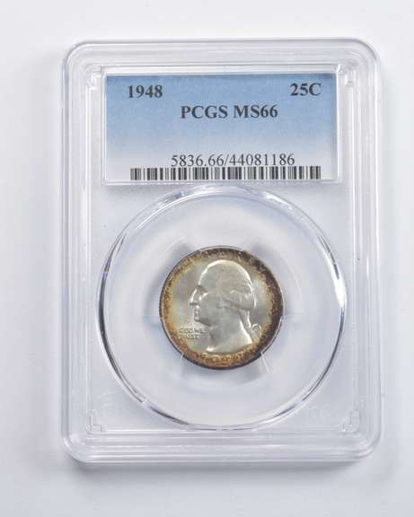 MS66 1948 Washington Quarter PCGS - Insane Color