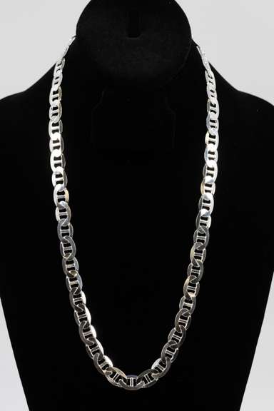 .925 Italian Sterling Silver 10.2mm Marina Chain Necklace 24 Inches