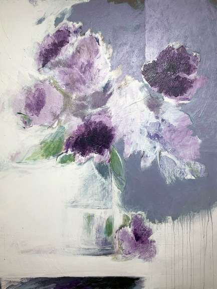 Siamak Etemadi Original Oil on Canvas "Flowers of Heaven II"