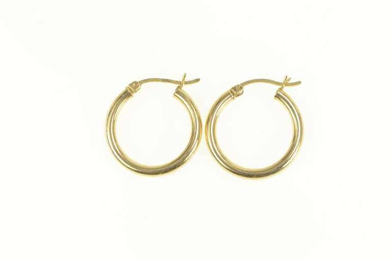 14K Yellow Gold Classic Rounded Simple Plain Hoop Earrings