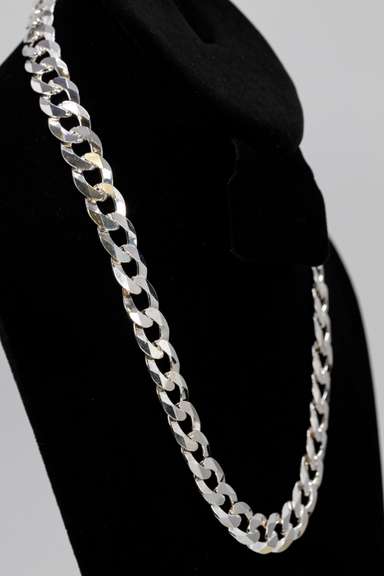 .925 Italian Sterling Silver 13mm Curb Link Chain Necklace 20 Inches