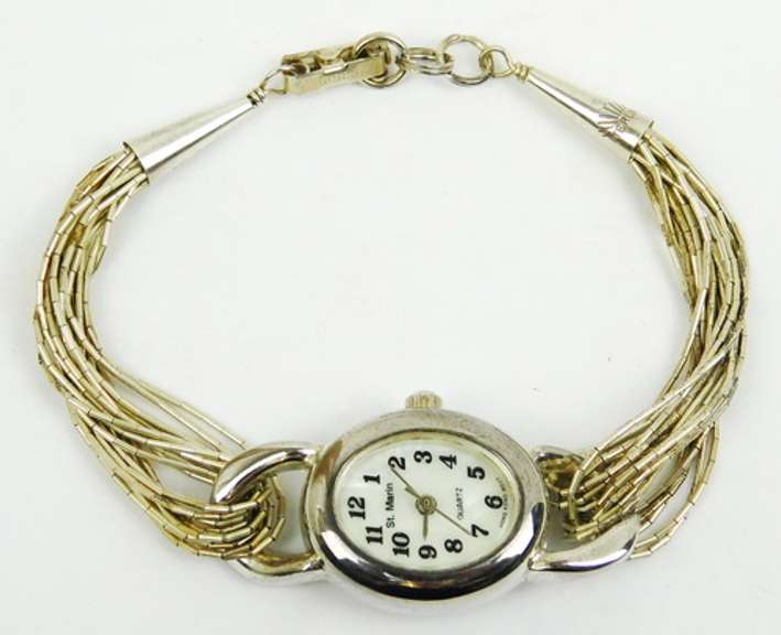 Ladies Watch with Liquid Silver Navajo Band, Runs