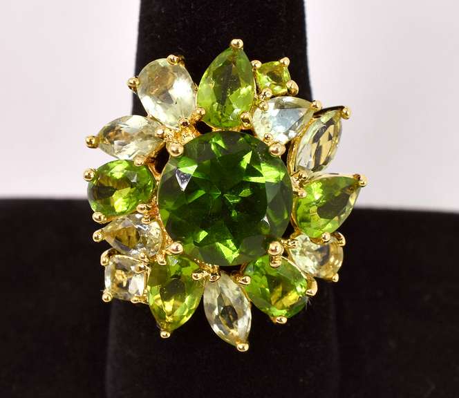 Striking Shades of Green Vermeil Ring