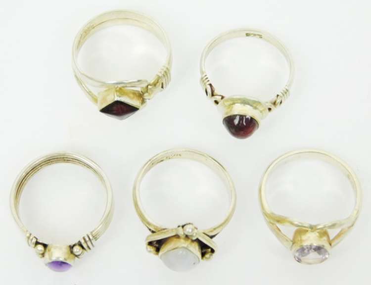 5 Sterling Silver Gemstone Rings