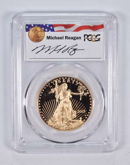 PR69 DCAM 2021-W $50 American Gold Eagle FS Reagan Legacy Signed PCGS