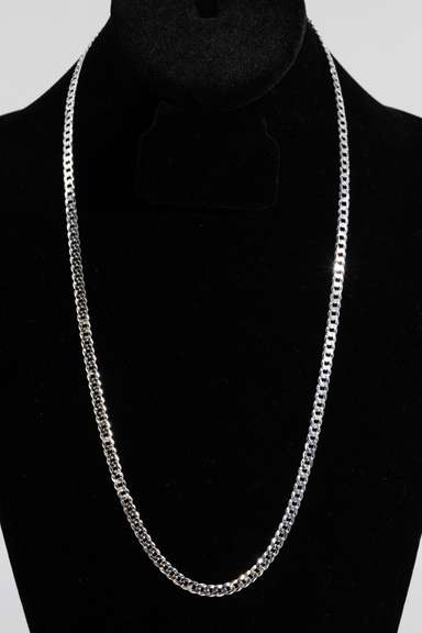 .925 Sterling Silver 4.5mm Super Flat Diamond Cut Curb Chain 24 Inches
